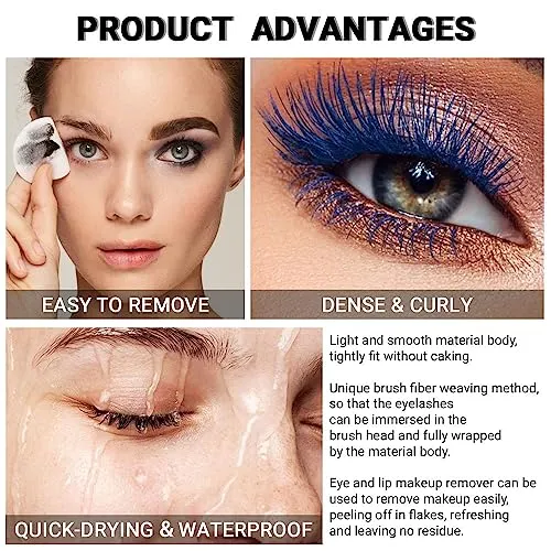 3 Color Colored Mascara Set,Green Blue Purple Mascara Colorful Long Lasting Waterproof Hyperallergenic Mascara for Eyelashes,Purple Blue Gre