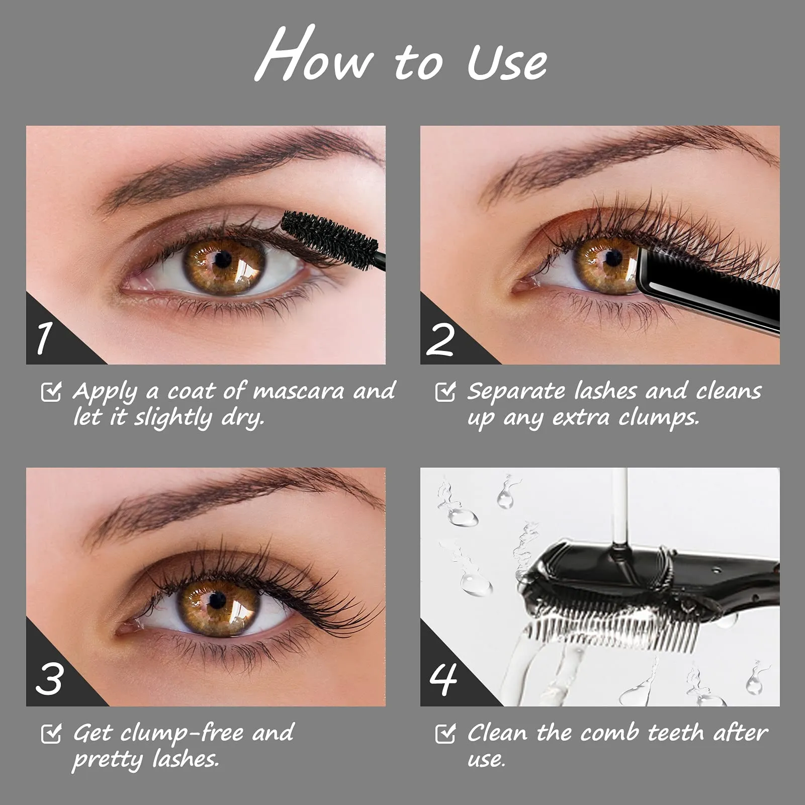 Eyelash Curlers Eyelashes Eyelash Comb Separator, lash Eyelash Brush Makeup Mascara Applicator with Metal Teeth—Must-Have Makeup Tool. (2 psc)