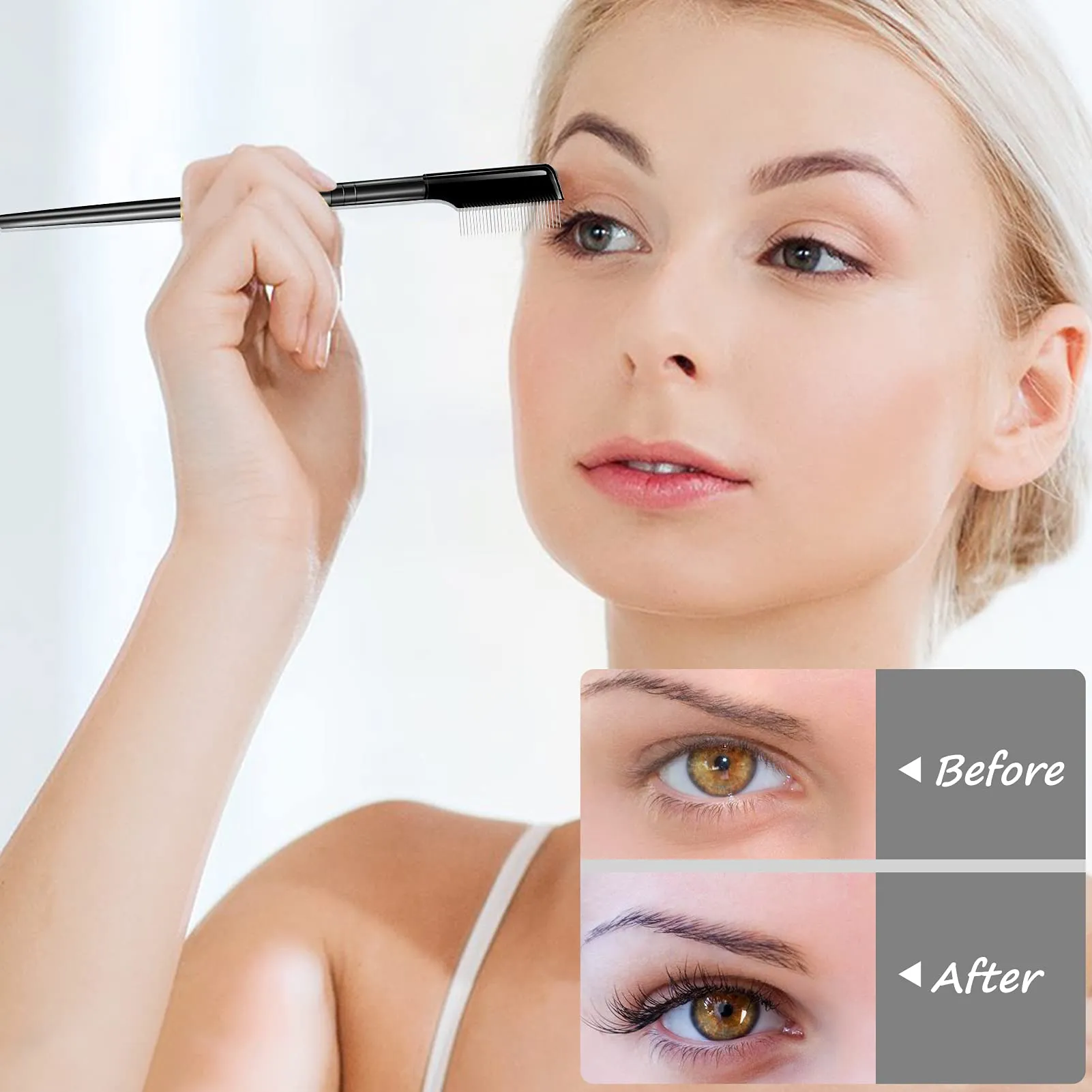 Eyelash Curlers Eyelashes Eyelash Comb Separator, lash Eyelash Brush Makeup Mascara Applicator with Metal Teeth—Must-Have Makeup Tool. (2 psc)