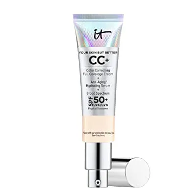 IT Cosmetics Your Skin But Better CC  Cream, Fair (W) - Color Correcting Cream, Full-Coverage Foundation, Hydrating Serum &amp; SPF 50  Sunscreen - Natural Finish - 1.08 fl oz